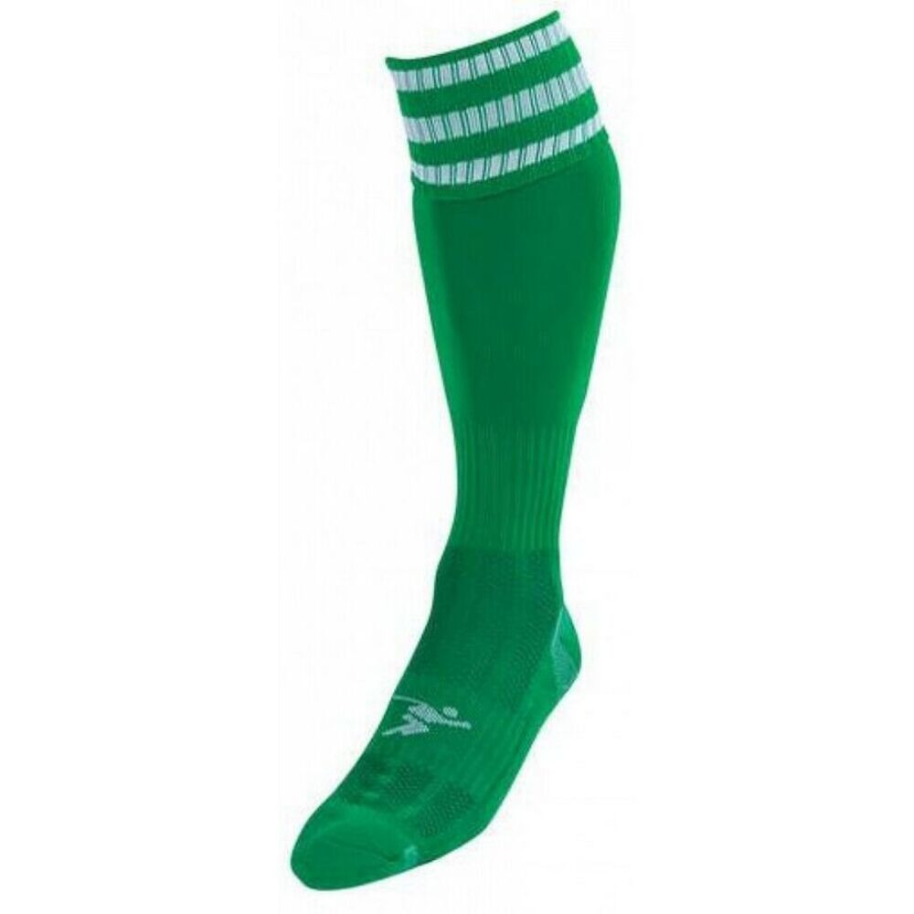 Precision Childrens/Kids 3 Stripe Pro Soccer Socks / Green/White